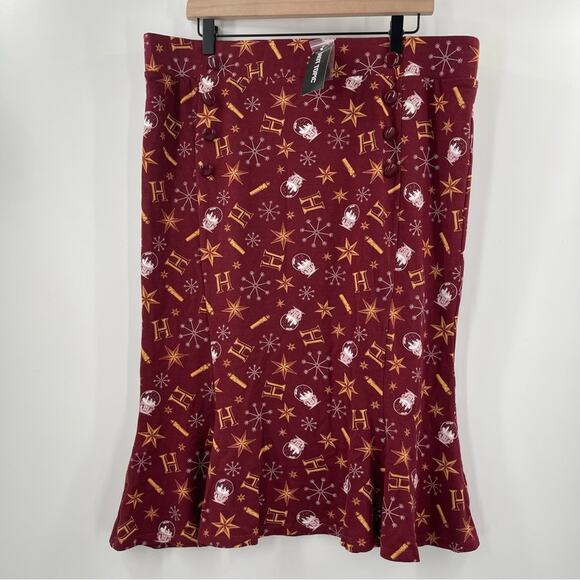 HOT TOPIC X HARRY POTTER Skirt Size 3X Retro Holiday NWT Stretch Casual Curvy - Picture 15 of 16